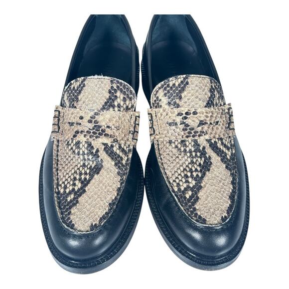 VINNYS SNAKESKIN PRINT LEATHER PENNY LOAFERS EU SIZE 42 - Picture 5 of 7